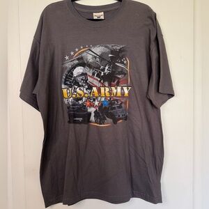 US Army Mens XL T-Shirt Flag Eagle Shirt Tee Dark Gray